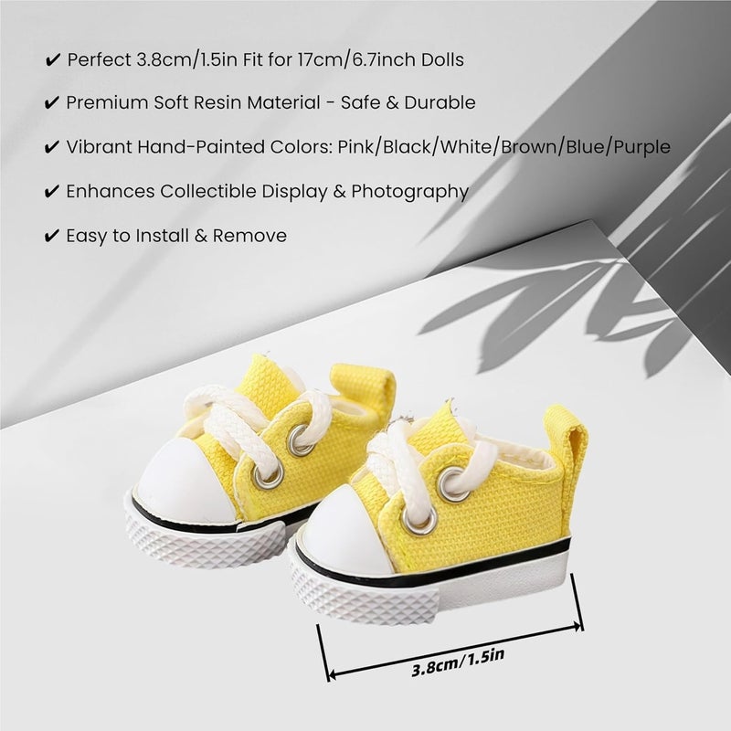 TOU-BEGUIN Doll Shoes for Lu bubu 17cm Dolls(No Doll) Accessories, Mini Shoes for Dolls, Cute Canvas Shoes Suitable for 17cm Doll, Dress Up Doll Shoes Replacement Yellow - Image 2